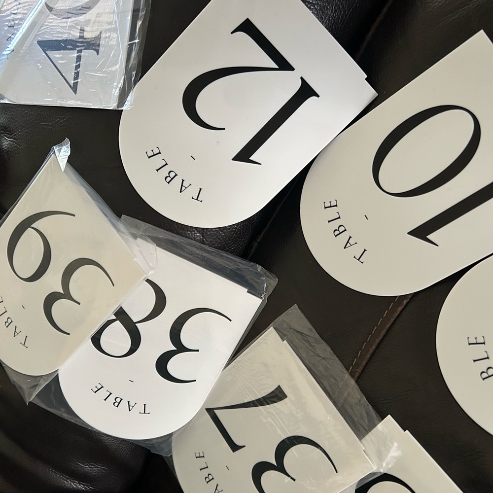 White Table Number Signs - Picture 5 of 7